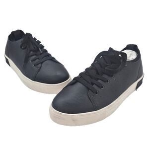 Strauss + Ramm Black Tumbled Leather Lace-Up Sneakers Men’s Size 9